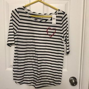 BNWT Loft striped heart t shirt